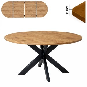 Stół 120/190 cm okrągły rozkładany, blat 3,6 cm, nogi Metalowe „ Pająk ” I ArtDHome