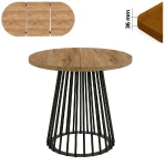 Stół 80/130 cm okrągły rozkładany, blat 3,6 cm, Ażurowa Metalowa podstawa I ArtDHome