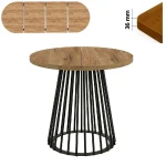 Stół 80/180 cm okrągły rozkładany, blat 3,6 cm, Ażurowa Metalowa podstawa I ArtDHome