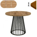   Stół 100/150 cm okrągły rozkładany, blat 3,6 cm, Ażurowa Metalowa podstawa I ArtDHome