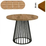 Stół 100/200 cm okrągły rozkładany, blat 3,6 cm, Ażurowa Metalowa podstawa I ArtDHome