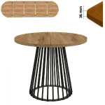 Stół 100/250 cm okrągły rozkładany, blat 3,6 cm, Ażurowa Metalowa podstawa I ArtDHome