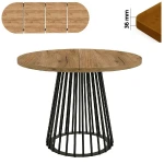 Stół 120/220 cm okrągły rozkładany, blat 3,6 cm, Ażurowa Metalowa podstawa I ArtDHome