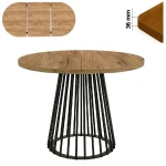 Stół 120/170 cm okrągły rozkładany, blat 3,6 cm, Ażurowa Metalowa podstawa I ArtDHome
