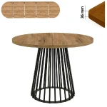 Stół 120/270 cm okrągły rozkładany, blat 3,6 cm, Ażurowa Metalowa podstawa I ArtDHome