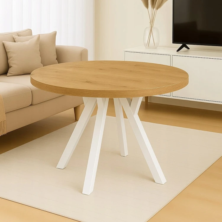 Stół ława okrągły 100 cm blat 3,6cm nogi Drewno kolory PROMOCJA Kod:7712