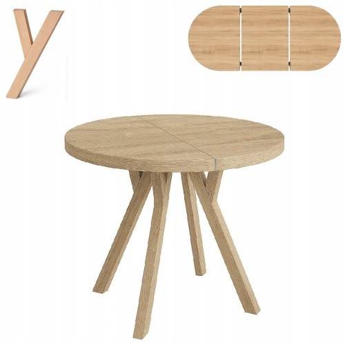 Stół rozsuwany okrągły 100/150cm blat 3,6cm nogi Drewno PROMOCJA Kod:7712/1
