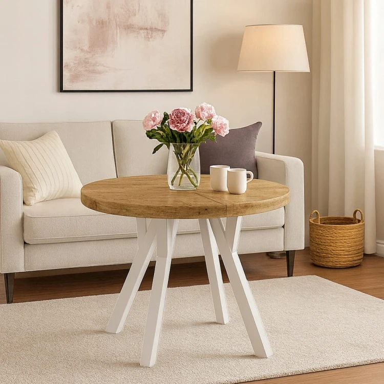 Stół rozsuwany okrągły 100/200cm blat 3,6cm nogi Drewno PROMOCJA Kod:7712/2