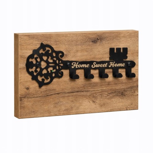 Wieszak na klucze KLUCZ na płycie Dąb Craft Metal Czarny PROMOCJA Kod: 5475