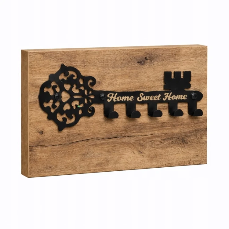 Wieszak na klucze KLUCZ na płycie Dąb Craft Metal Czarny PROMOCJA Kod: 5475