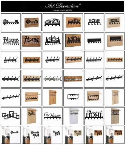 Wieszak na klucze KLUCZ na płycie Dąb Craft Metal Czarny PROMOCJA Kod: 5475