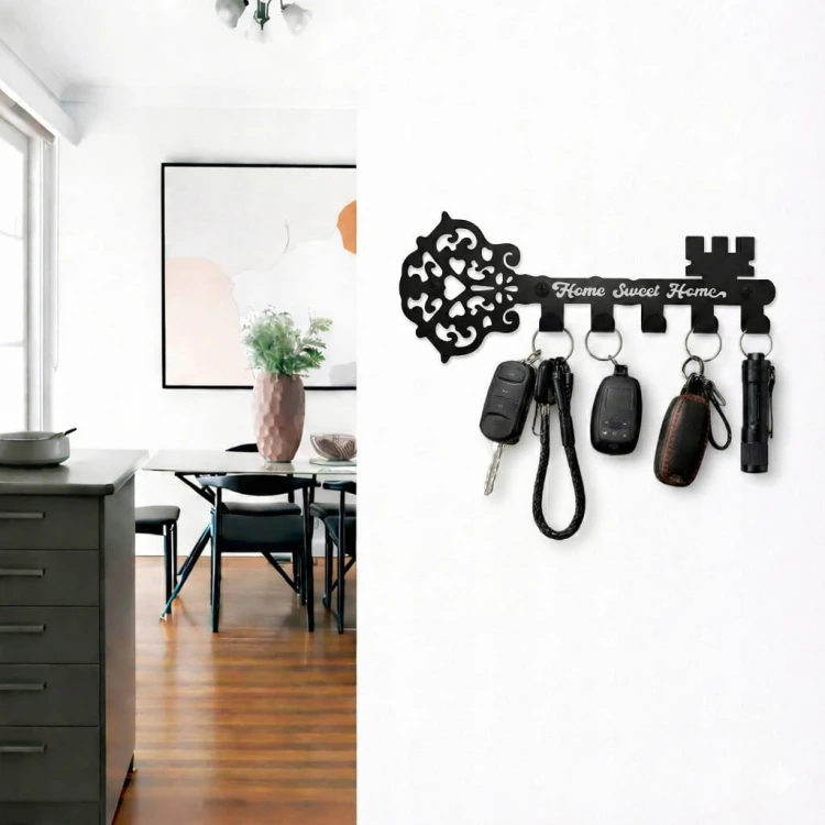 Wieszak na klucze KLUCZ na płycie Dąb Craft Metal Czarny PROMOCJA Kod: 5475