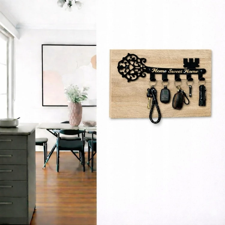 Wieszak na klucze KLUCZ na płycie Dąb Craft Metal Czarny PROMOCJA Kod: 5475