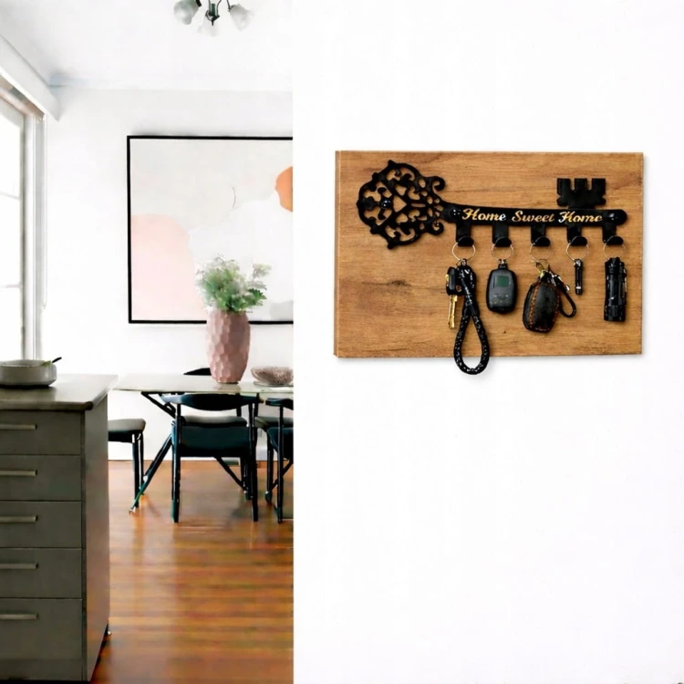Wieszak na klucze KLUCZ na płycie Dąb Craft Metal Czarny PROMOCJA Kod: 5475