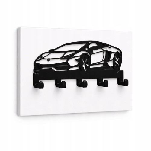 Wieszak na klucze AUTO na płycie Biały Alaska Metal Czarny PROMOCJA Kod5476