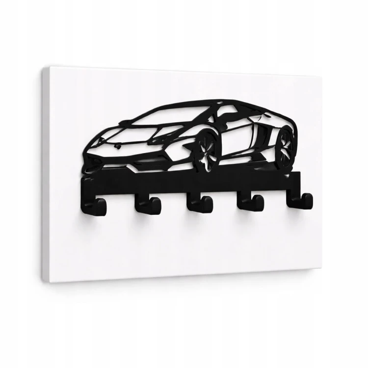 Wieszak na klucze AUTO na płycie Biały Alaska Metal Czarny PROMOCJA Kod5476