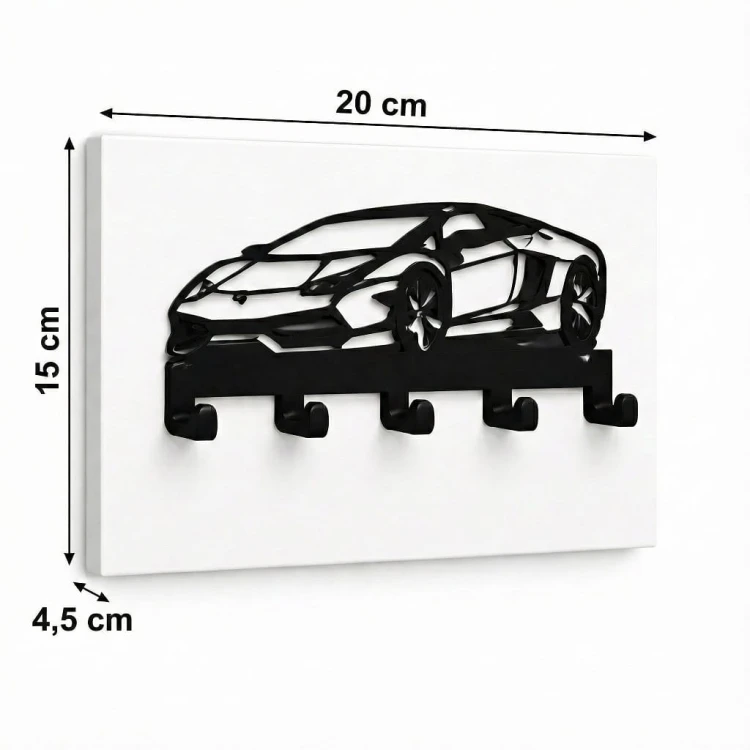 Wieszak na klucze AUTO na płycie Biały Alaska Metal Czarny PROMOCJA Kod5476