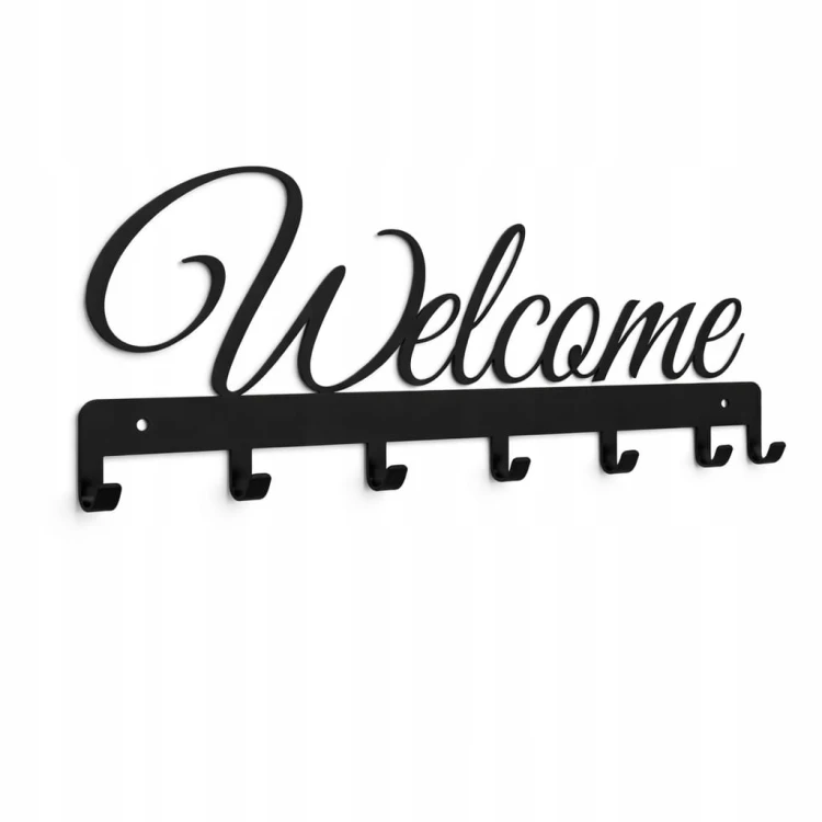 Wieszak na ubrania 57cm x 24cm Welcome Metal Czarny PROMOCJA Kod: 6137