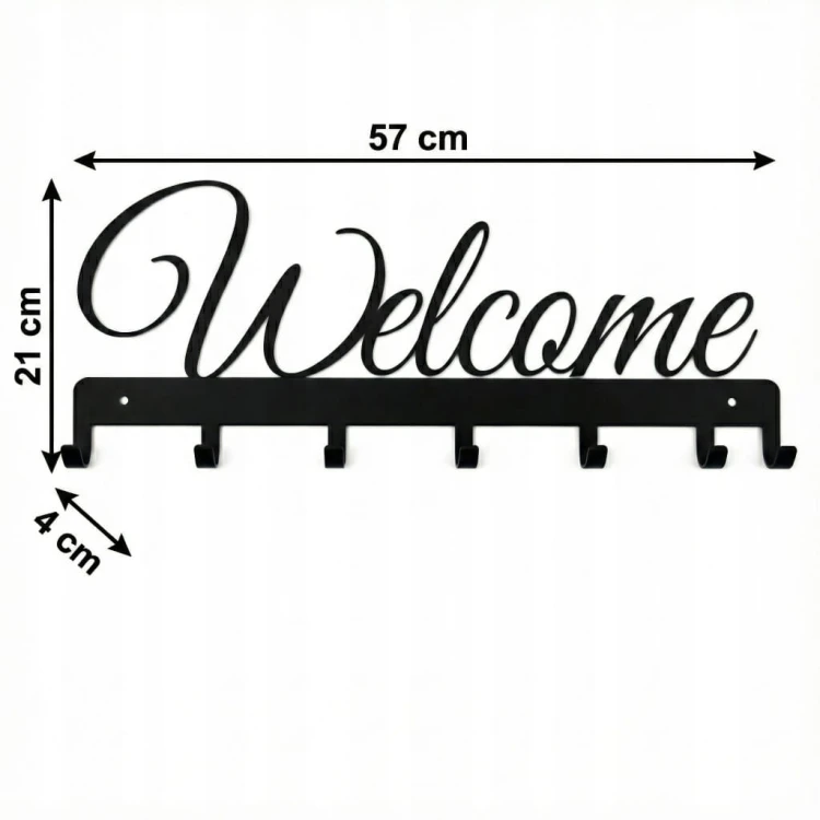 Wieszak na ubrania 57cm x 24cm Welcome Metal Czarny PROMOCJA Kod: 6137