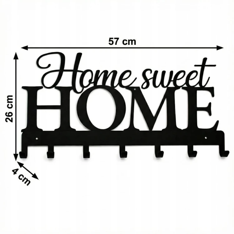Wieszak na ubrania 57cmx26cm Home sweet Home Metal Czarny PROMOCJA Kod:6144