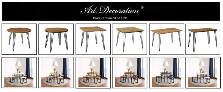 Stół fi 68cm Stolik Hairpin legs skośne Dąb Craft PROMOCJA Kod: 5449