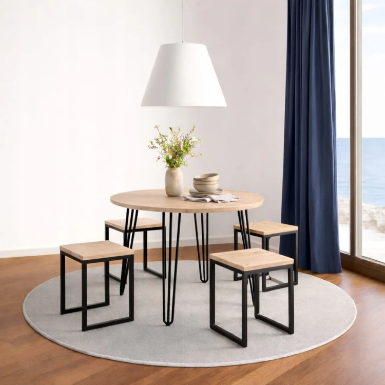 Stół fi 68cm Stolik Hairpin legs skośne Dąb Craft PROMOCJA Kod: 5449