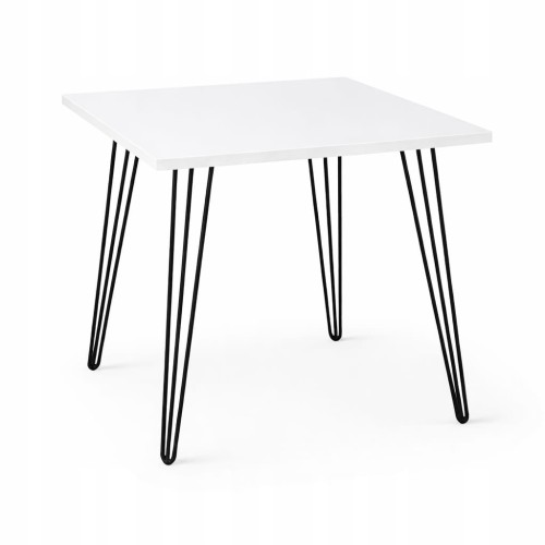 Stół 68x68cm Stolik Hairpin legs skośne Biały Alaska PROMOCJA Kod: 5448
