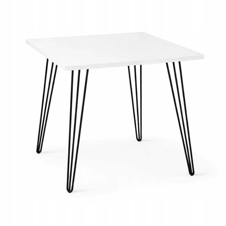 Stół 68x68cm Stolik Hairpin legs skośne Biały Alaska PROMOCJA Kod: 5448