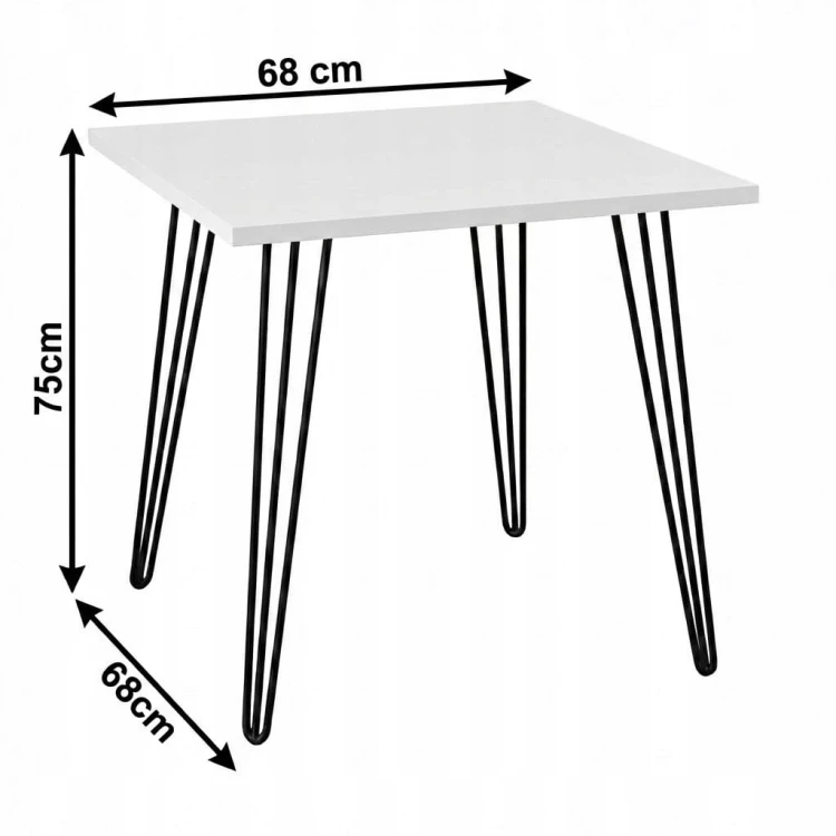 Stół 68x68cm Stolik Hairpin legs skośne Biały Alaska PROMOCJA Kod: 5448