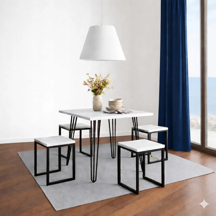 Stół 68x68cm Stolik Hairpin legs skośne Biały Alaska PROMOCJA Kod: 5448