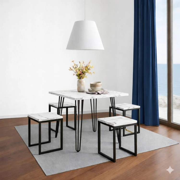 Stół 68x68cm Stolik Hairpin legs skośne Biały Alaska PROMOCJA Kod: 5448