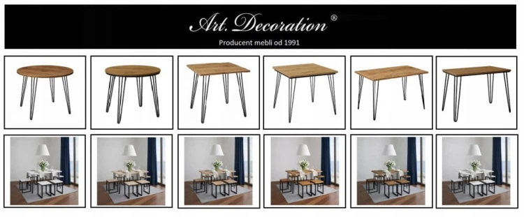 Stół 60x100cm Stolik Hairpin legs skośne Dąb Sonoma PROMOCJA Kod: 5447