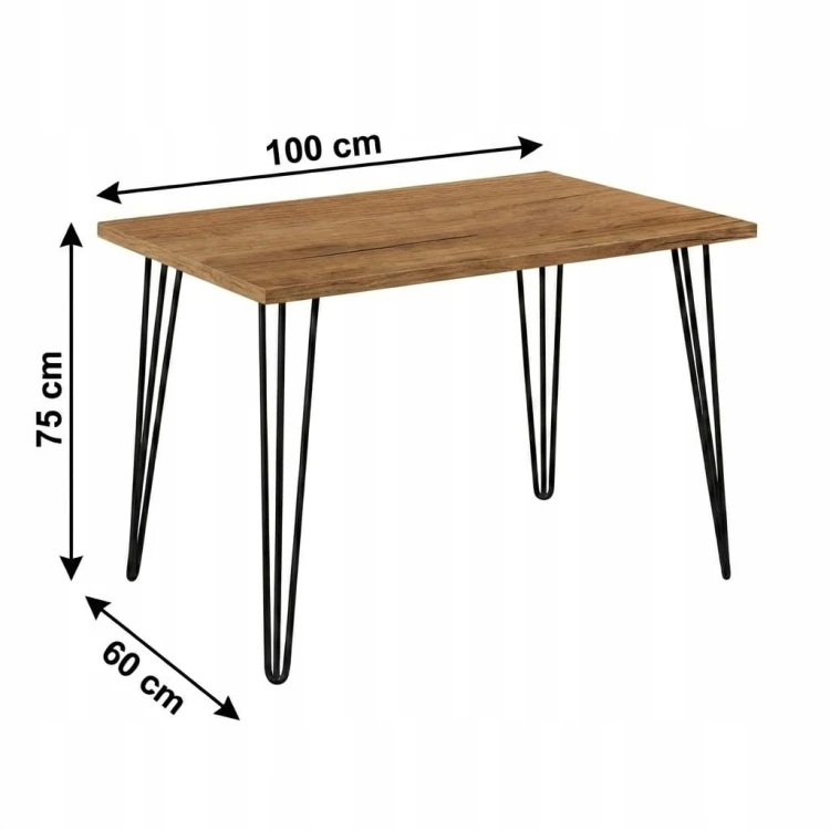 Stół 60x100cm Stolik Hairpin legs skośne Dąb Sonoma PROMOCJA Kod: 5447