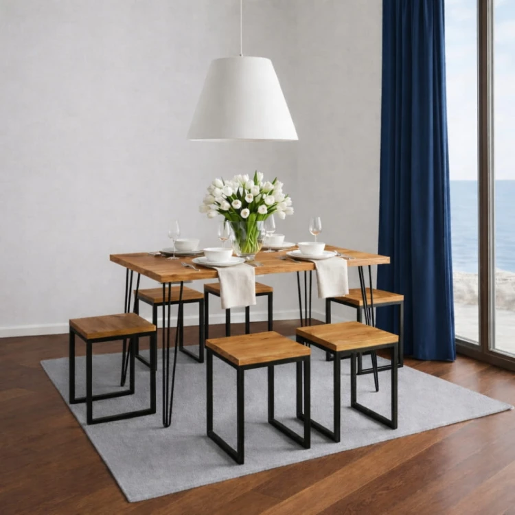 Stół 60x100cm Stolik Hairpin legs skośne Dąb Sonoma PROMOCJA Kod: 5447