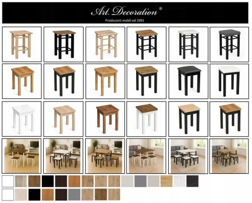 Taboret drewniany kwadratowy 30 cm Dąb Craft PROMOCJA Kod: 5644