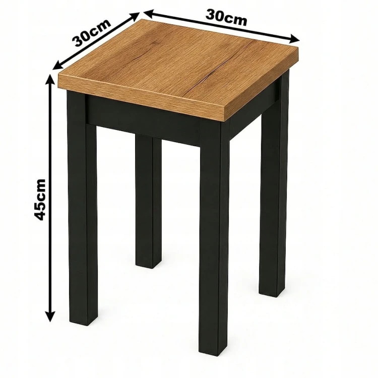 Taboret drewniany kwadratowy 30 cm Dąb Craft PROMOCJA Kod: 5644