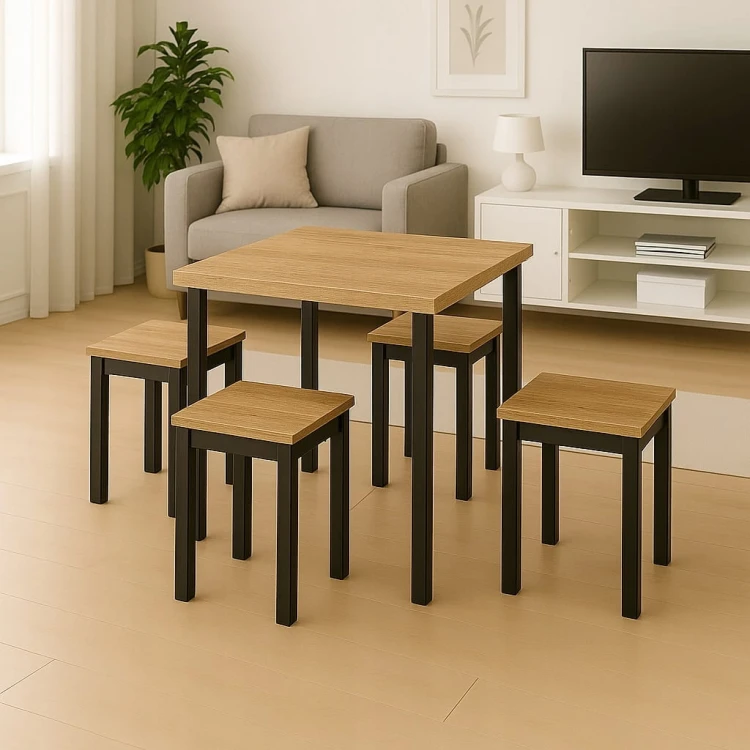 Taboret drewniany kwadratowy 30 cm Dąb Craft PROMOCJA Kod: 5644