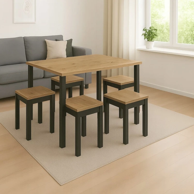 Taboret drewniany kwadratowy 30 cm Dąb Craft PROMOCJA Kod: 5644