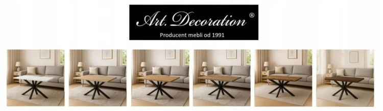 Stół ława Pająk 60x100 blat 18mm metal LOFT Dąb Craft PROMOCJA Kod: 6624