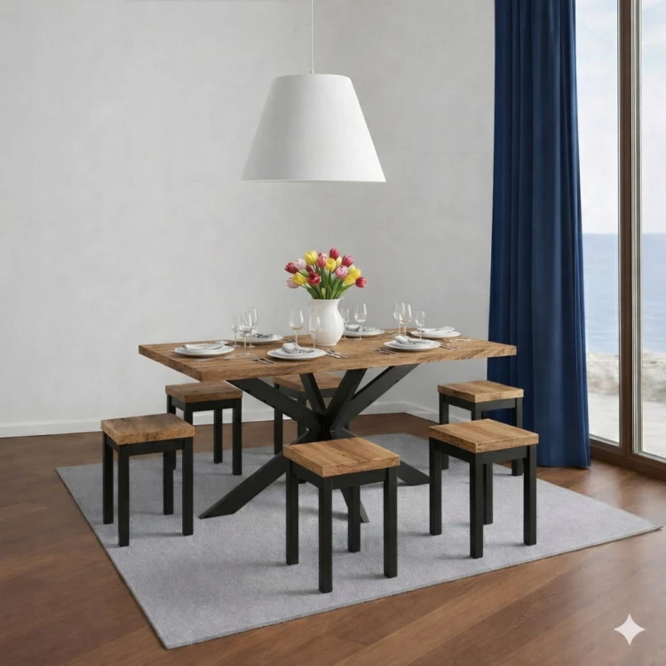 Stół Pająk 70x120/170 rozsuwany gr.36mm LOFT Dąb Craft PROMOCJA Kod: 6631/1