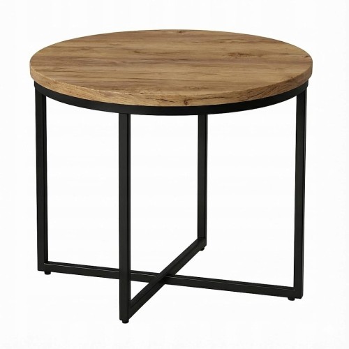 Stolik okolicznościowy okrągły 71 cm metal Dąb Craft PROMOCJA Kod: 6617
