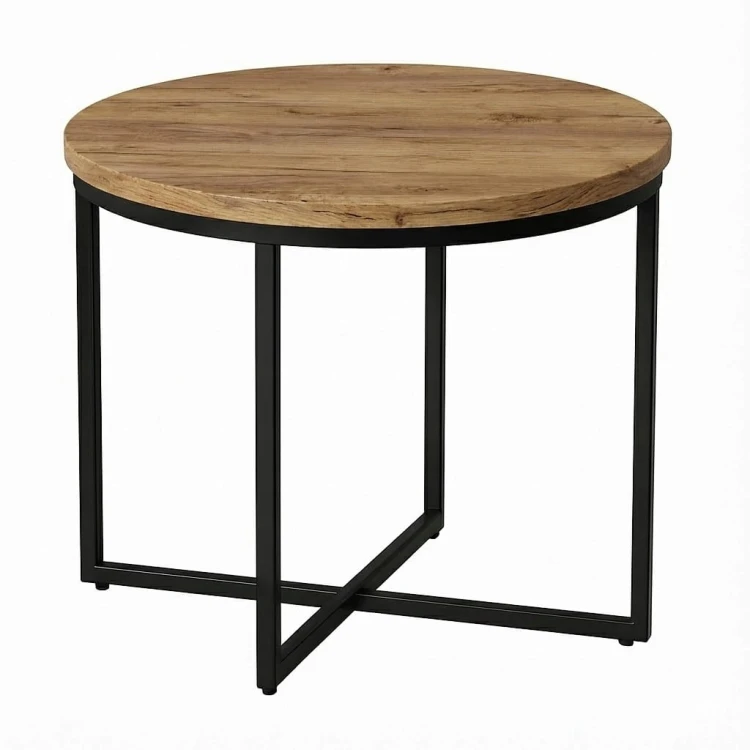 Stolik okolicznościowy okrągły 71 cm metal Dąb Craft PROMOCJA Kod: 6617