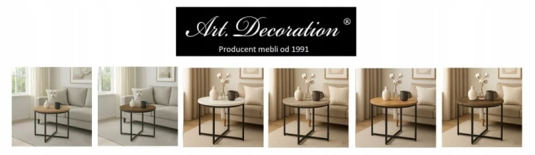 Stolik okolicznościowy okrągły 71 cm metal Dąb Craft PROMOCJA Kod: 6617