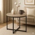 Stolik okolicznościowy okrągły 71 cm metal Dąb Craft PROMOCJA Kod: 6617