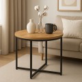 Stolik okolicznościowy okrągły 71 cm metal Dąb Craft PROMOCJA Kod: 6617
