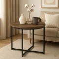 Stolik okolicznościowy okrągły 71 cm metal Dąb Craft PROMOCJA Kod: 6617