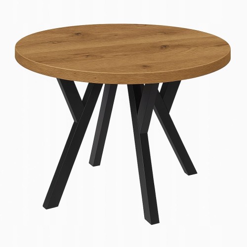 Stół ława okrągły 100cm blat 3,6cm Metal Dąb Craft PROMOCJA Kod: 6712