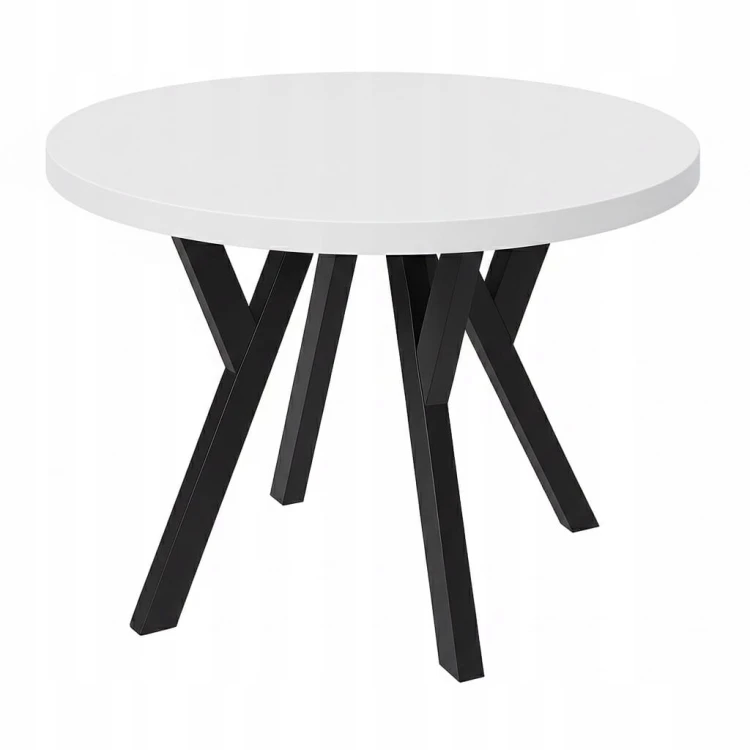 Stół ława okrągły 80cm blat 3,6cm Metal Biały Alaska PROMOCJA Kod: 6710