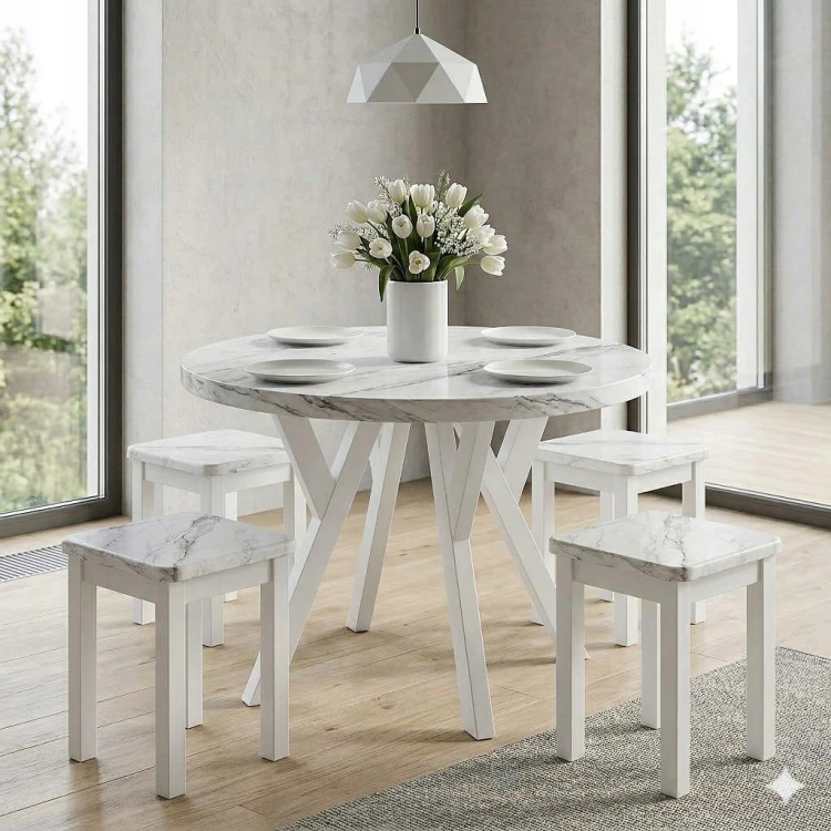 Stół ława okrągły 80cm blat 3,6cm Metal Biały Alaska PROMOCJA Kod: 6710