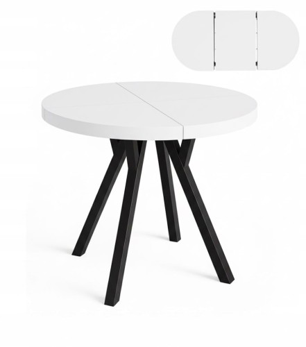 Stół rozsuwany okrągły 80/130cm blat 3,6cm Metal Biały PROMOCJA Kod: 6710/1